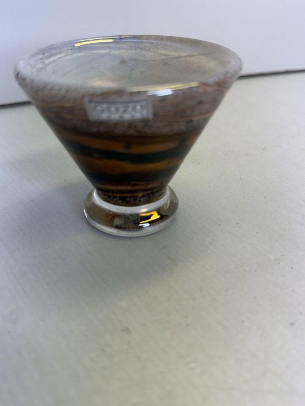 GOZO MALTESE HAND BLOWN GLASS PHOENICIAN BOWL BROWN TAN